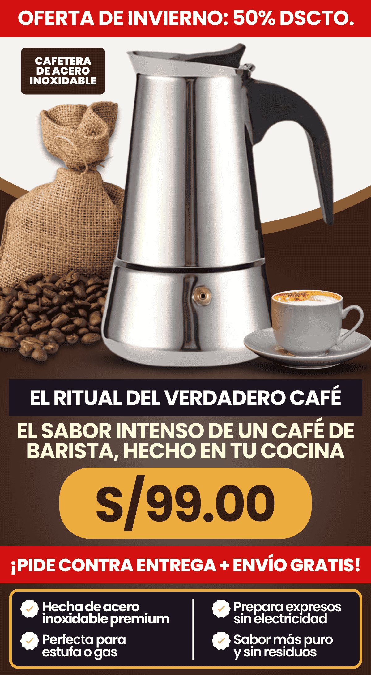 Cafetera de Acero Inoxidable