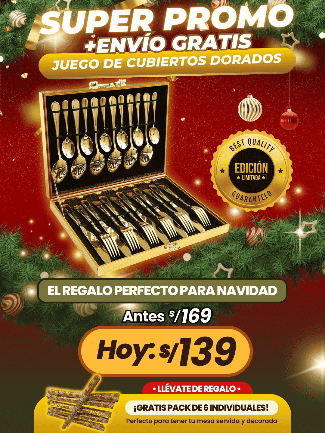 Cubiertos Dorados Premium de 24 piezas