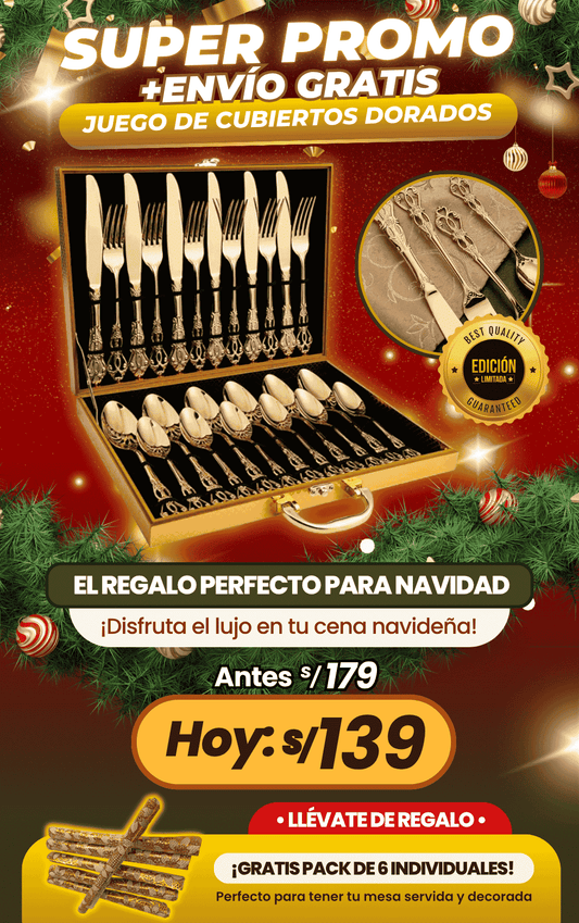 Cubiertos Dorados Premium de 24 piezas Con diseño